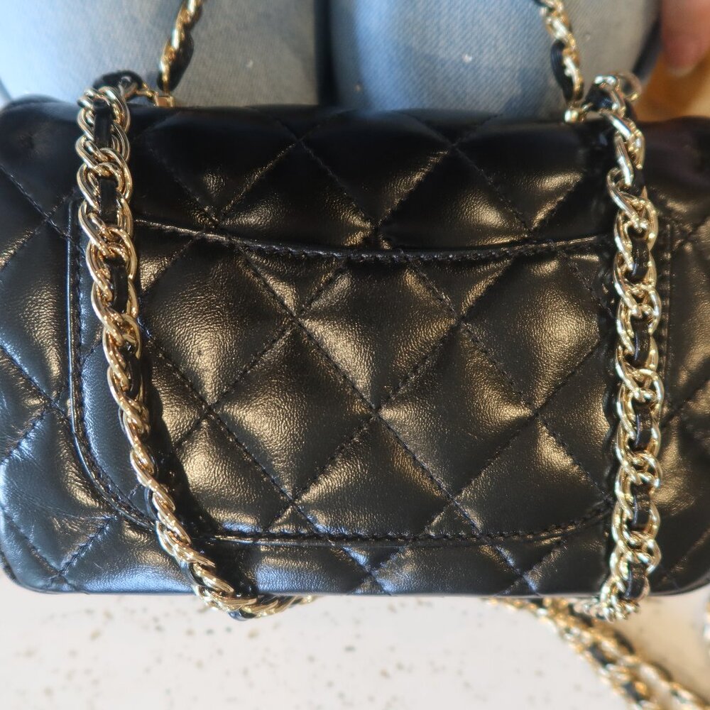 Chanel waxed lambskin mini handle classic flap bag - Picture 10 of 14
